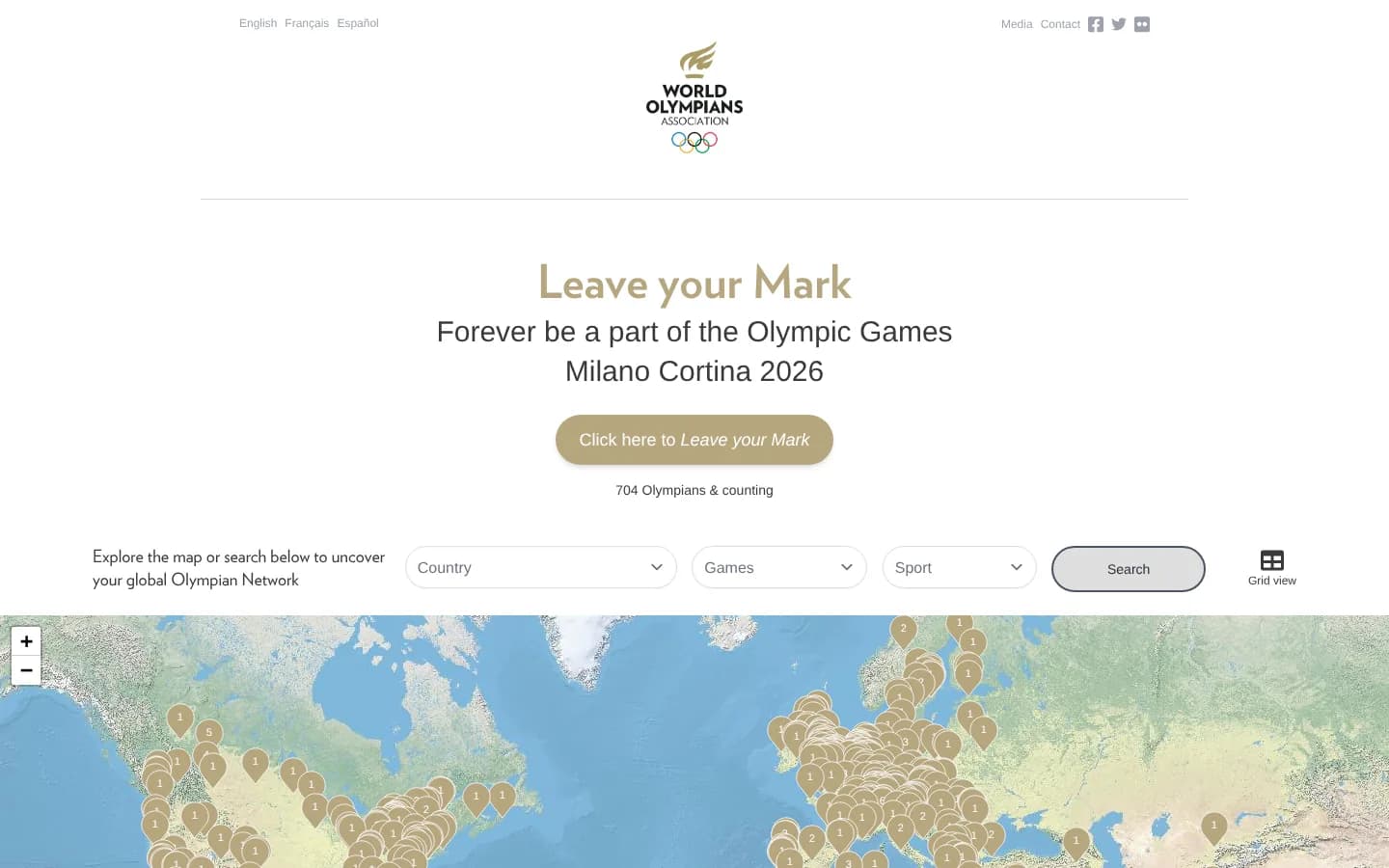 Leave your Mark: four Olympic Games, 4,500+ Olympian signatures and one global map for the World Olympians Association - client project